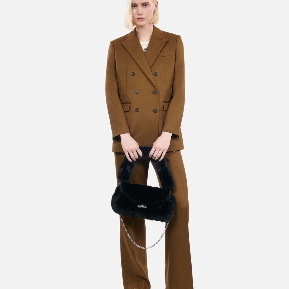 Kooples Brown Wool Double-Breasted Suit Jacket - Size US 6